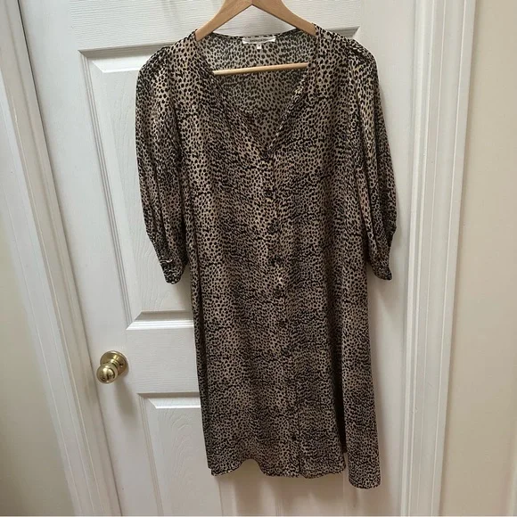 Emerson Fry Fiona Dress Little Cheetah Animal Print Silk brown m medium - Picture 2 of 8